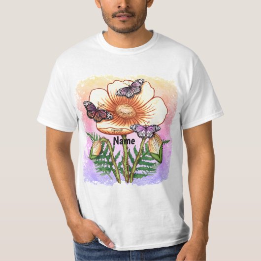 Schmetterlingsgelber Mohn T-Shirt (Vorderseite)
