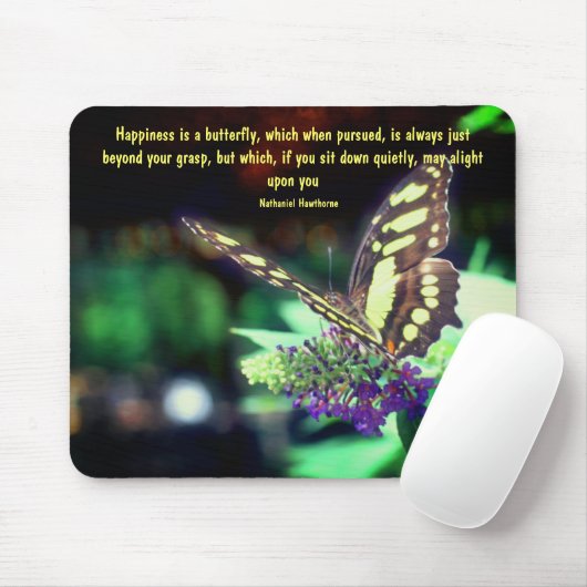 Schmetterlingsglück Zitat Inspiration Mousepad (Mit Mouse)