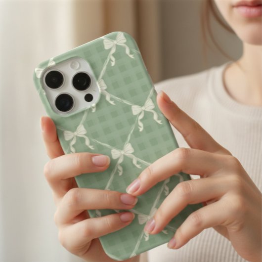 Schmetterlingshafte Schleifen Gingham-Muster Creme Case-Mate iPhone Hülle