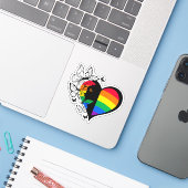 Schmetterlingsherz Aufkleber (Laptop mit iPhone)