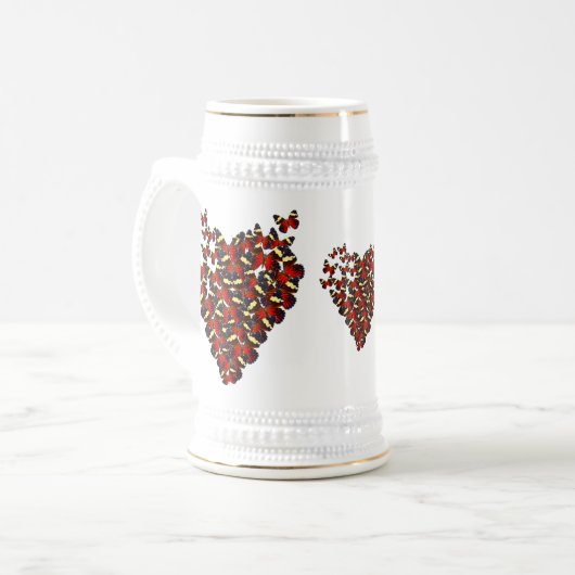 Schmetterlingsherz Bierglas (Vorderseite Links)