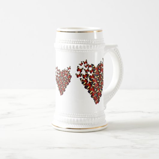 Schmetterlingsherz Bierglas (VorderseiteRechts)