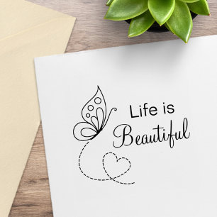 Schmetterlingsherz - Das Leben ist schön Gummistempel