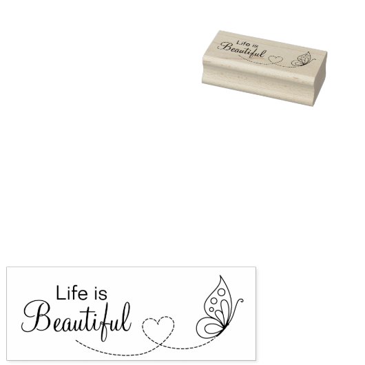 Schmetterlingsherz - Das Leben ist schön Gummistempel (Stempel)