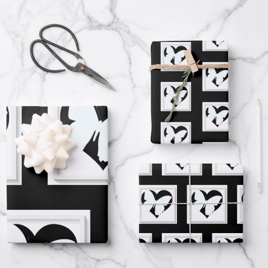 Schmetterlingsherz Geschenkpapier Set (Vorderseite)