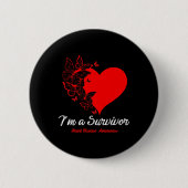 Schmetterlingsherz Ich bin ein Überlebender Herz-K Button (Vorderseite)