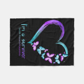 Schmetterlingsherz Ich bin ein Überlebender Suizid Fleecedecke (Vorderseite (Horizontal))