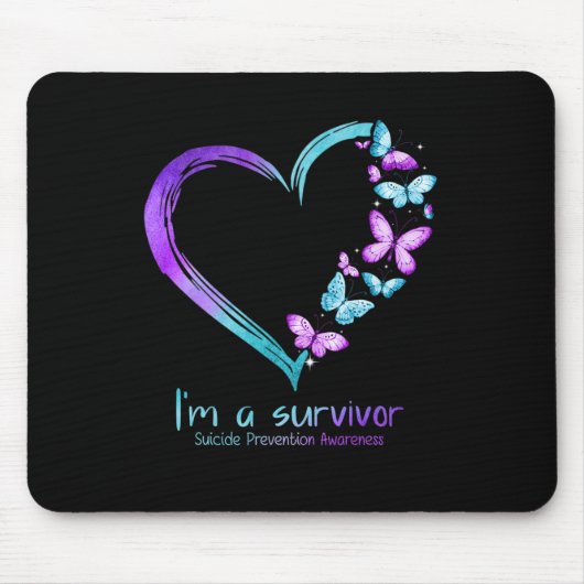 Schmetterlingsherz Ich bin ein Überlebender Suizid Mousepad (Vorne)