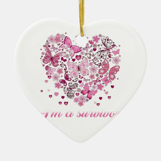 Schmetterlingsherz im Überlebenden von Brustkrebs Keramik Ornament (Vorne)