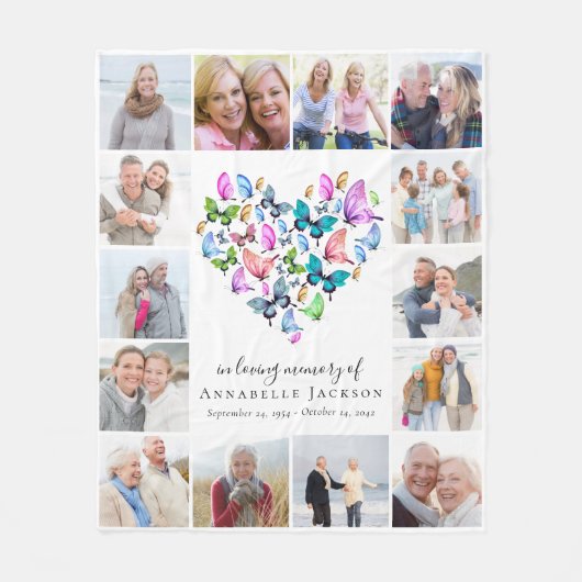 Schmetterlingsherz in liebenswerter Erinnerungsfot Fleecedecke (Vorderseite)