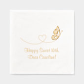 Schmetterlingsherz Süß 16. Geburtstag Servietten Mit Folie (Vorderseite)