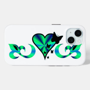 Schmetterlingsherz und Lily Rainbowart iPhone 15 Hülle