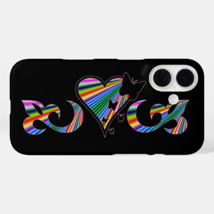 Schmetterlingsherz und Lily Rainbowart iPhone 16 Hülle