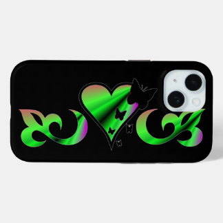 Schmetterlingsherz und Lily Rainbowart iPhone 15 Hülle