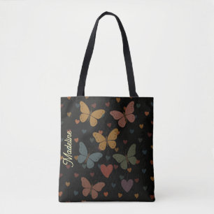 Schmetterlingsherzen Benutzerdefinierter Name Tasche