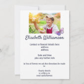 Schmetterlingshinweis zur Totenbeerdigung Ankündigung (Rückseite)