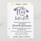 Schmetterlingshinweis zur Totenbeerdigung Ankündigung (Vorne/Hinten)