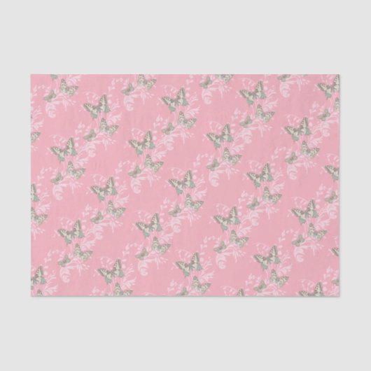 Schmetterlingshochzeit Anlass rosa Geschenkpapier Seidenpapier (Vorderseite)