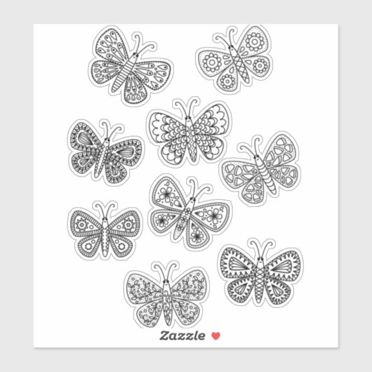 Schmetterlingsinsekt Schwarz/Weiß Aufkleber (Blatt)