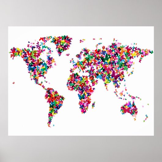 Schmetterlingskarte der Welt Poster (Vorne)