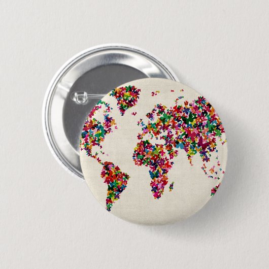 Schmetterlingskarte der Weltkarte Button (Vorne & Hinten)