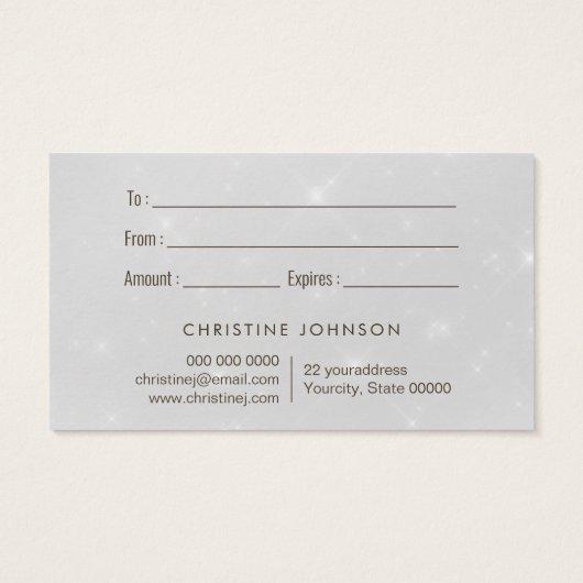 Schmetterlingskarte für grauen Glitzer (Rückseite)