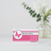 Schmetterlingskarten mit rosafarbener weißer Falte Visitenkarte (Stehend Vorderseite)
