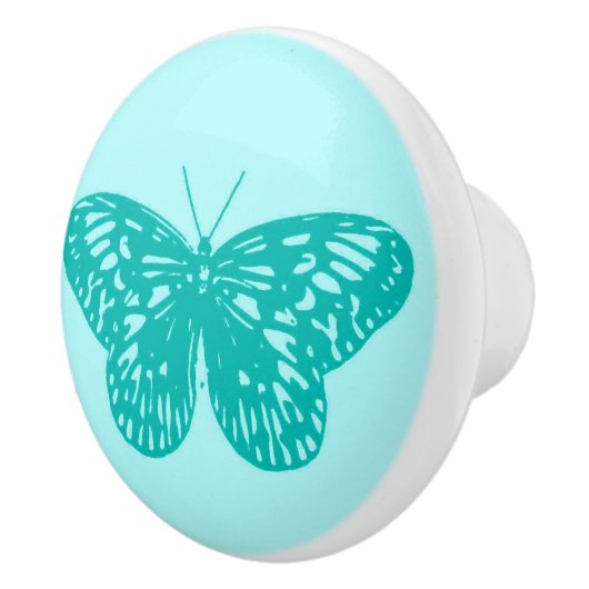 Schmetterlingskizze, Aqua und Türkis Keramikknauf (Rechts)