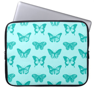Schmetterlingskizze, Aqua und Türkis Laptopschutzhülle