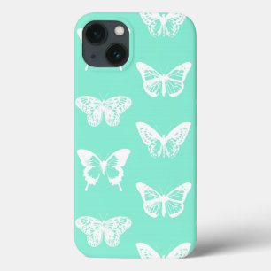 Schmetterlingskizze, Aqua und Weiß Case-Mate iPhone Hülle