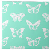 Schmetterlingskizze, Aqua und Weiß Fliese (Vorderseite)