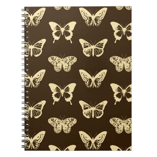 Schmetterlingskizze, beige auf schokoladenbraun notizblock (Vorderseite)