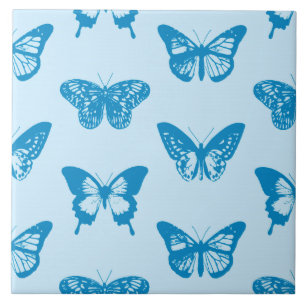 Schmetterlingskizze, Cerulean und Himmelblau Fliese