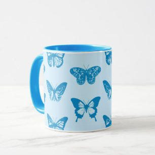 Schmetterlingskizze, Cerulean und Himmelblau Tasse