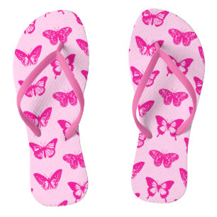 Schmetterlingskizze, hellrosa und fuchsia badesandalen