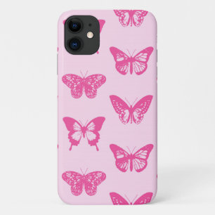 Schmetterlingskizze, hellrosa und fuchsia iPhone 11 hülle