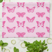 Schmetterlingskizze, hellrosa und fuchsia geschirrtuch (Gefaltet)