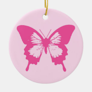 Schmetterlingskizze, hellrosa und fuchsia keramik ornament