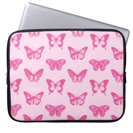 Schmetterlingskizze, hellrosa und fuchsia laptopschutzhülle (Vorderseite)