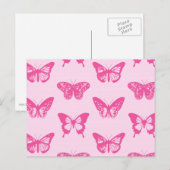 Schmetterlingskizze, hellrosa und fuchsia postkarte (Vorne/Hinten)
