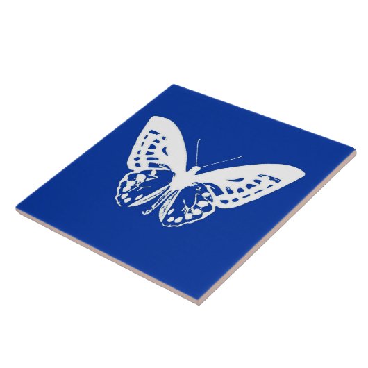 Schmetterlingskizze, Kobaltblau und weiß Fliese (Seite)