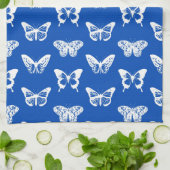 Schmetterlingskizze, Kobaltblau und weiß Geschirrtuch (Gefaltet)