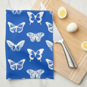 Schmetterlingskizze, Kobaltblau und weiß Geschirrtuch (Viertel Falte)