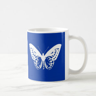 Schmetterlingskizze, Kobaltblau und weiß Kaffeetasse