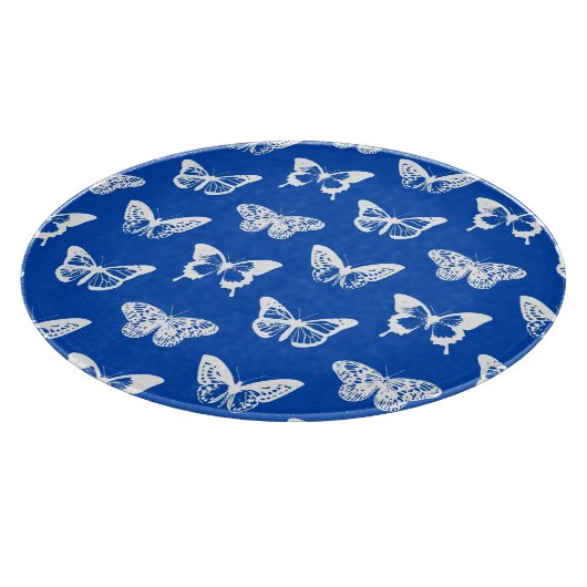 Schmetterlingskizze, Kobaltblau und weiß Schneidebrett (Ecke)