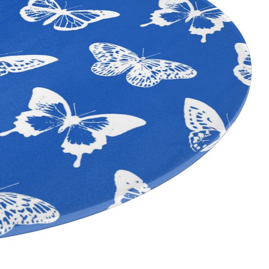 Schmetterlingskizze, Kobaltblau und weiß Schneidebrett (Ecke)