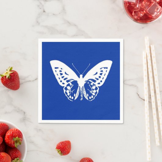 Schmetterlingskizze, Kobaltblau und weiß Serviette (Beispiel)