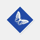Schmetterlingskizze, Kobaltblau und weiß Serviette (Ecke)