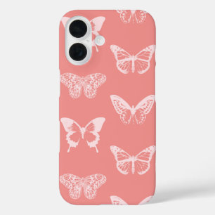 Schmetterlingskizze, Korallenrosa iPhone 16 Hülle