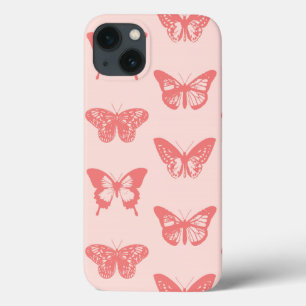 Schmetterlingskizze, Korallenrosa iPhone 13 Hülle